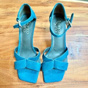 Franco Sarto Suede Teal Heeled Sandals